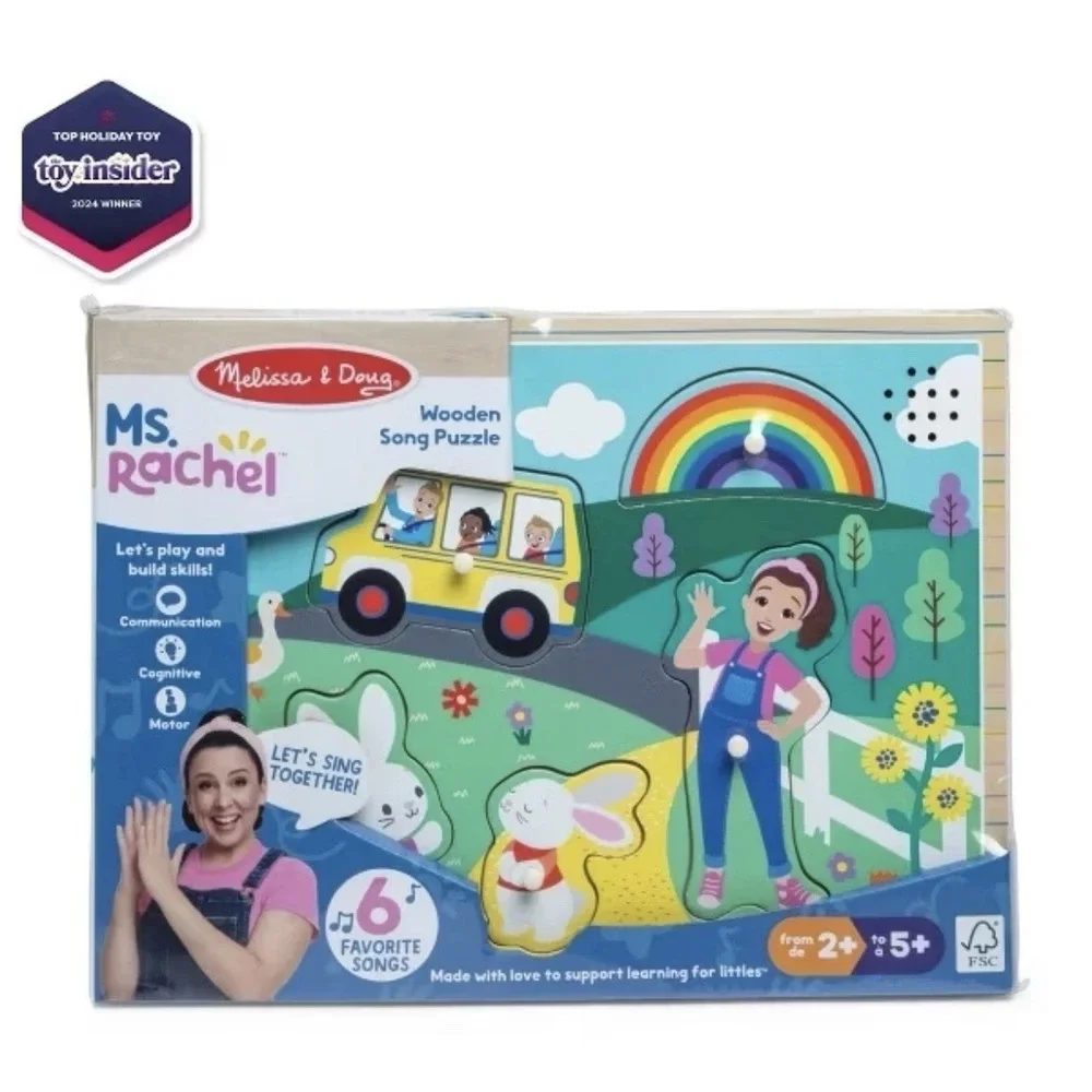 Ms. Rachel Melissa & Doug‎ Wooden Song Peg Puzzle Toys 6-Piece Light-Activated